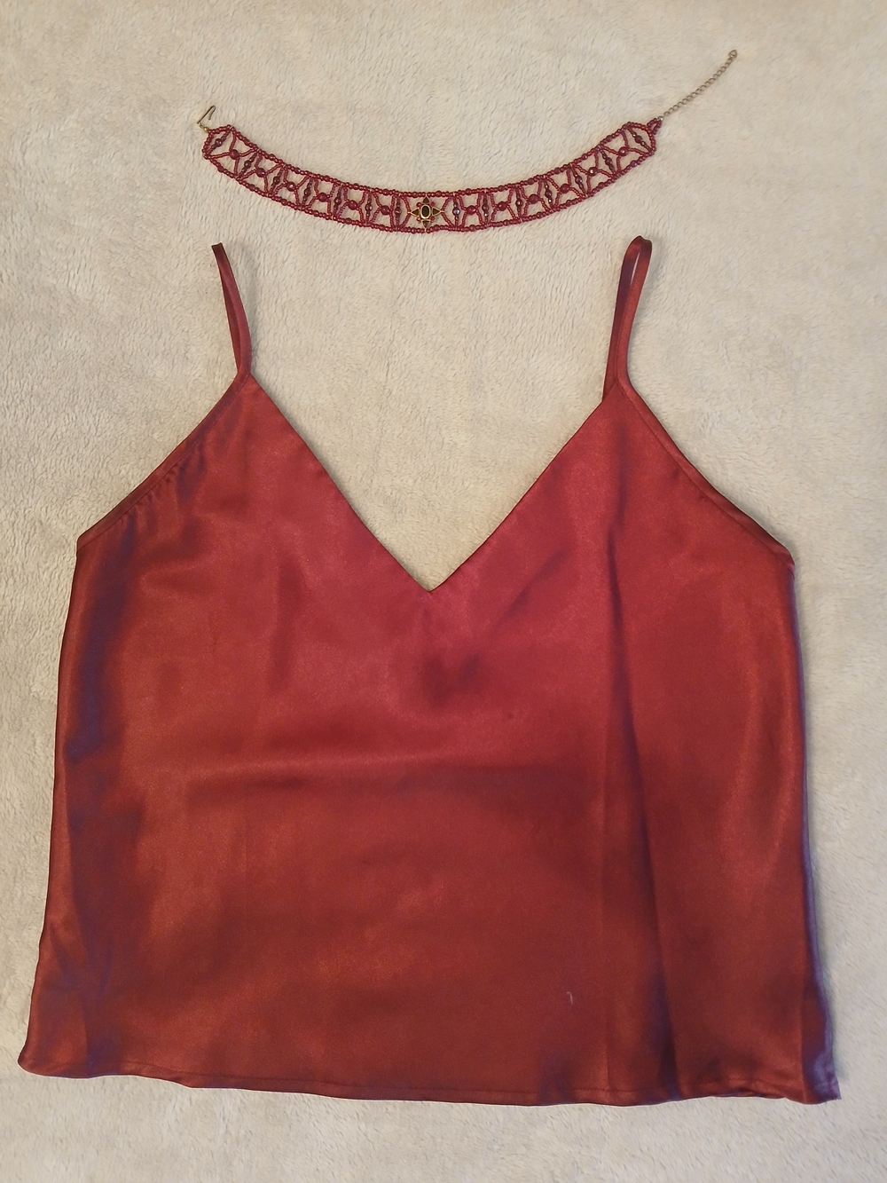 Vintage Whimsygoth Beaded Garnet Choker Necklace Gold Gothic Lattice 12"-14" - Picture 9 of 10